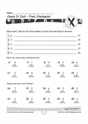 Multiplication Facts 1,2,5, & 10 Worksheets Grades 3-5