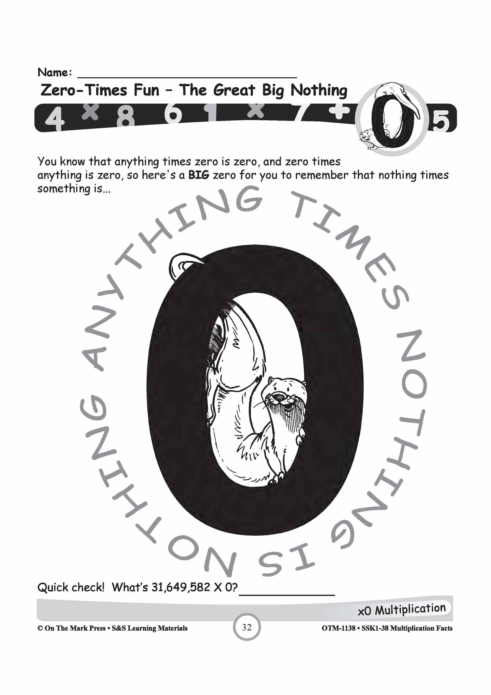 Multiplication Facts 0,3,9,11 & 12 Worksheets Grades 3-5