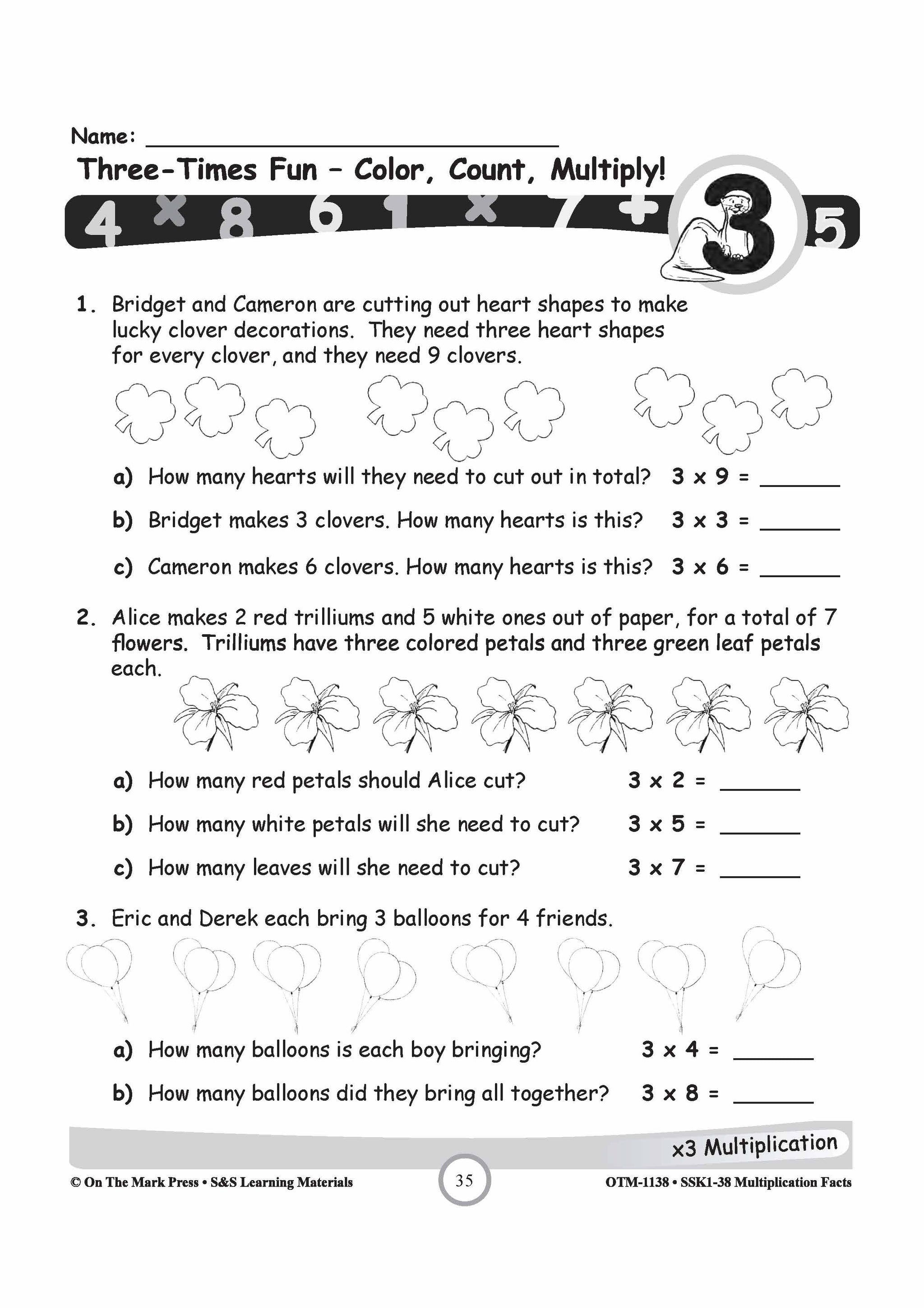 Multiplication Facts 0,3,9,11 & 12 Worksheets Grades 3-5