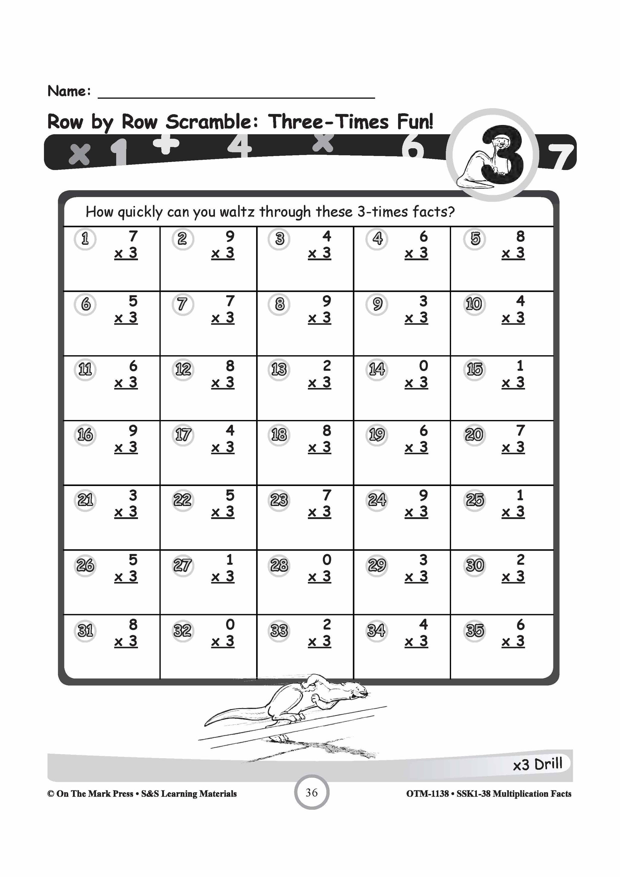 Multiplication Facts 0,3,9,11 & 12 Worksheets Grades 3-5