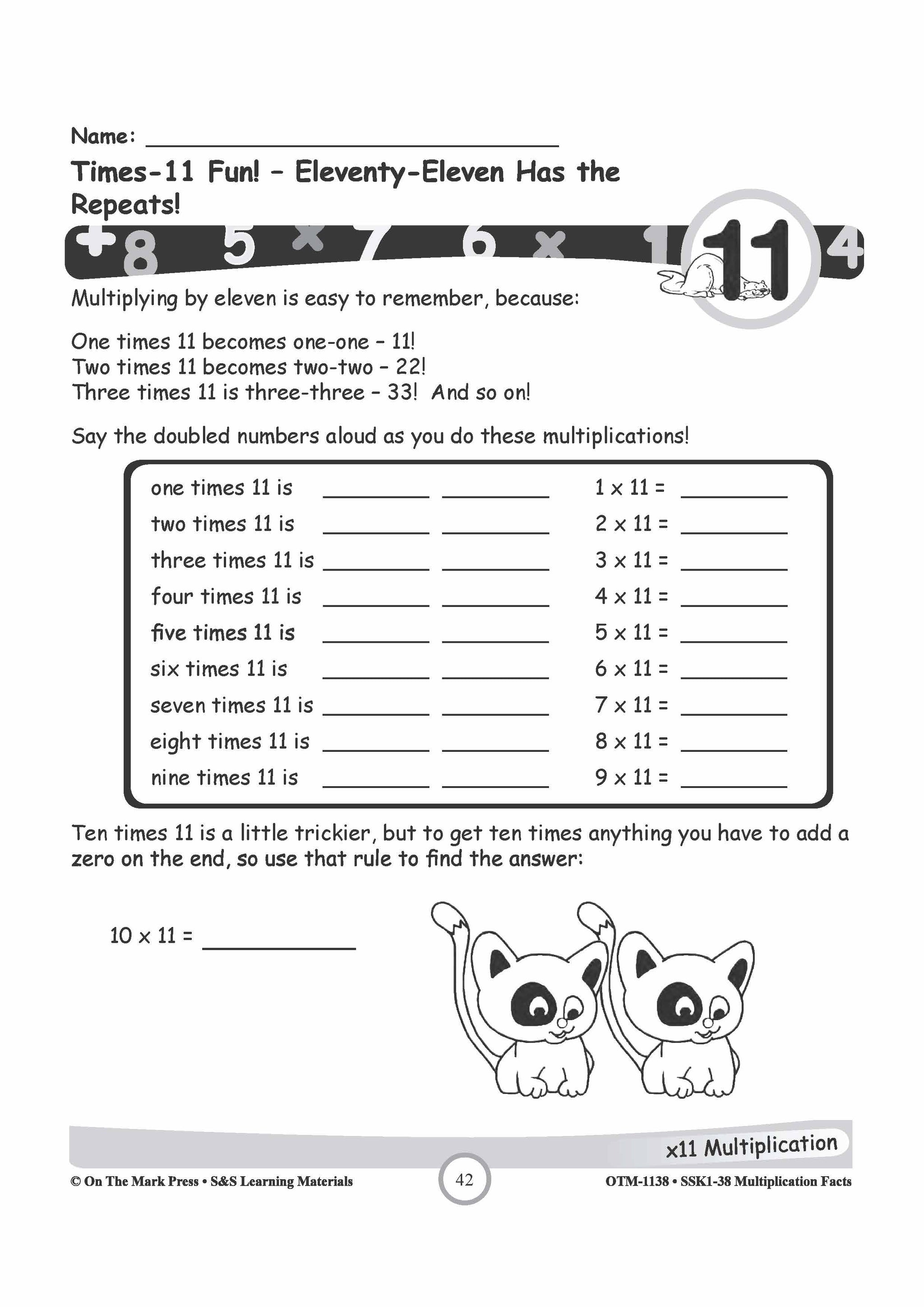 Multiplication Facts 0,3,9,11 & 12 Worksheets Grades 3-5