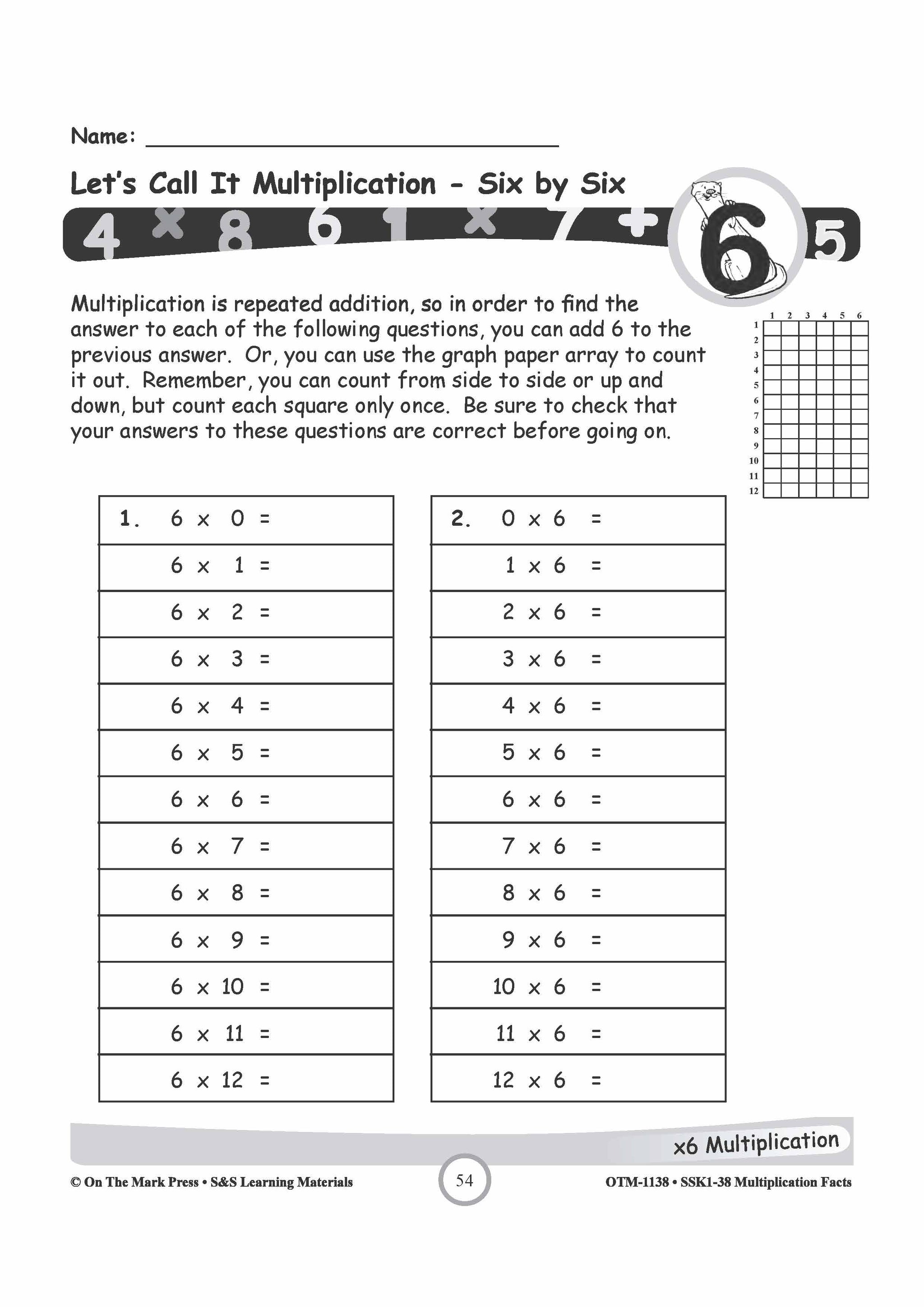 Multiplication Facts: 6,7 & 8  Worksheets Grades 3-5