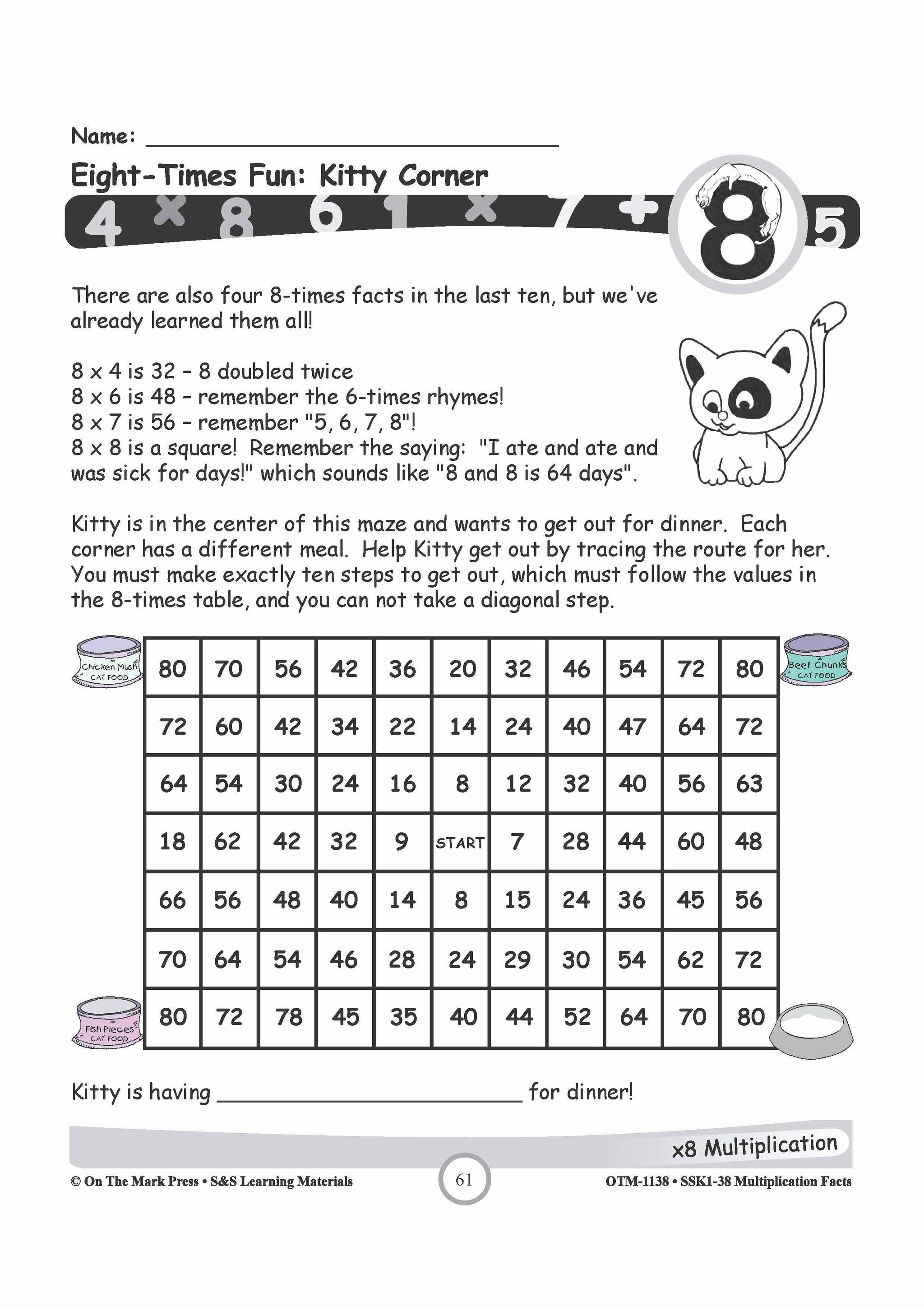Multiplication Facts: 6,7 & 8  Worksheets Grades 3-5