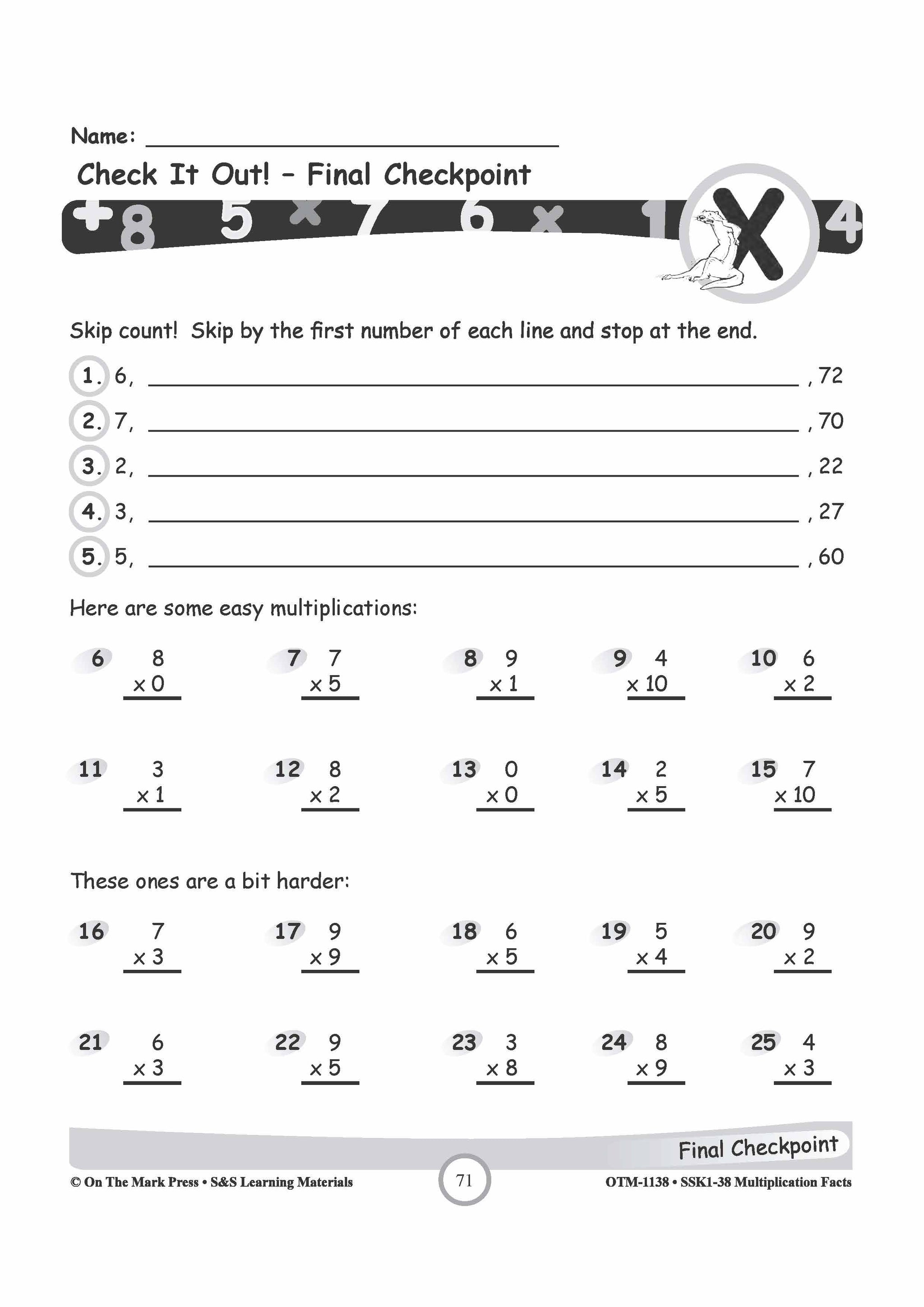 Multiplication Facts: 6,7 & 8  Worksheets Grades 3-5