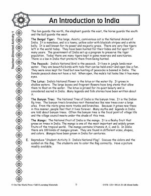 An Introduction to India - A Teacher Directed Lesson Plan Grades 3-5