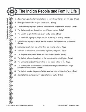 The Indian People and Family Life Grades 3-5 Lesson Plan