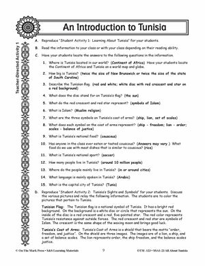 An Introduction to Tunisia- A Teacher Directed Lesson Plan Grades 3-5