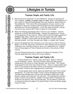 Lifestyles in Tunisia Grades 3-5