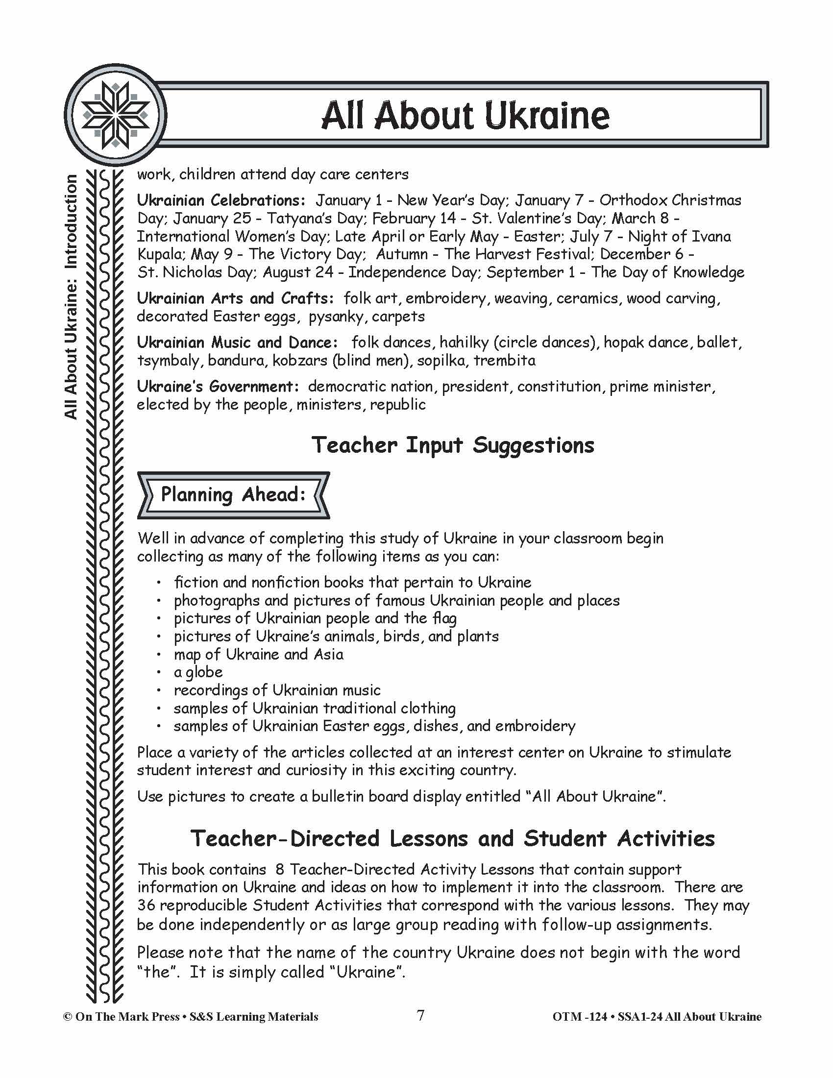 Ukraine’s History Lesson Plan Grades 3-5
