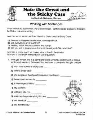 Nate the Great and the Sticky Case, by Marjorie W. Sharmat Lit Link/Novel Study Grades 1-3
