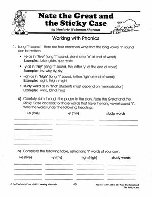 Nate the Great and the Sticky Case, by Marjorie W. Sharmat Lit Link/Novel Study Grades 1-3