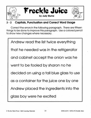 Freckle Juice, by Judy Blume Lit Link/Novel Study Grades 1-3