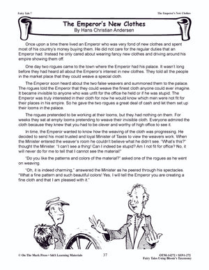 The Emperor's New Clothes Fairy Tale Lesson Using Bloom's Taxonomy Gr. 3-5