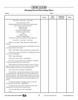 New Club (Fiction & Non-Sequential Text) Grade Level 1.5 Aligned to Common Core