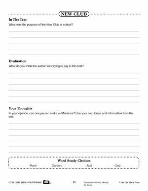 New Club (Fiction & Non-Sequential Text) Grade Level 1.5 Aligned to Common Core