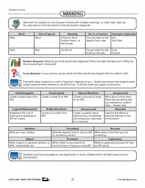 Missing (Fiction - Narrative Mystery) Reading Level 1.8 Aligned to Common Core