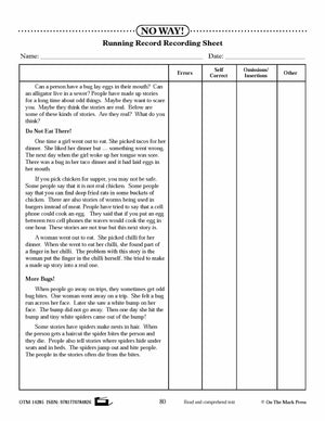 No Way! (Non-Fiction - Report) Reading Level 2.4 Aligned to Common Core