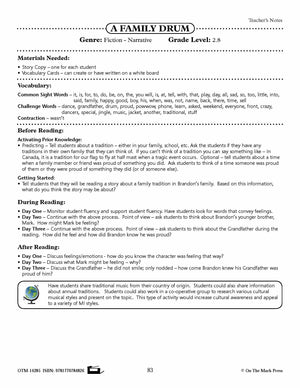 A Family Drum (Fiction - Narrative) Reading Level 2.8 Aligned to Common Core