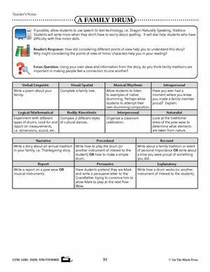 A Family Drum (Fiction - Narrative) Reading Level 2.8 Aligned to Common Core