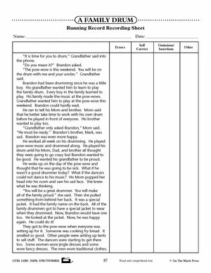 A Family Drum (Fiction - Narrative) Reading Level 2.8 Aligned to Common Core