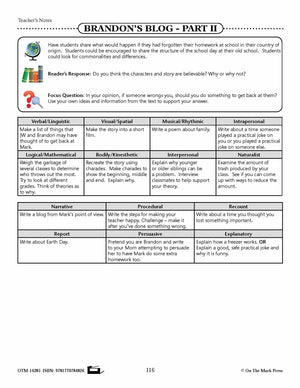 Brandon's Blog - Part II Gr. 4+ (Fiction - Recount Writing) Reading Level 1.7