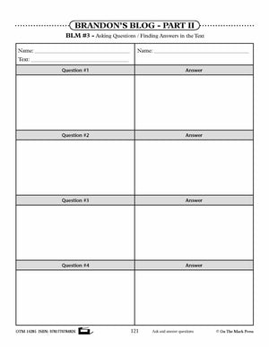 Brandon's Blog - Part II Gr. 4+ (Fiction - Recount Writing) Reading Level 1.7