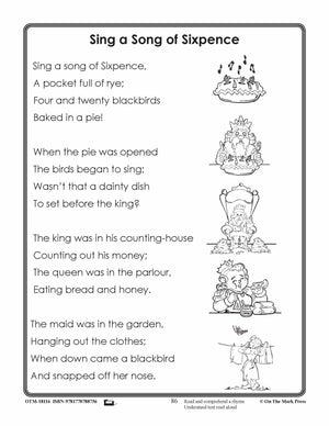 Sing A Song Of Sixpence Lesson Plan Gr. 1-3  Aligned To Common Core