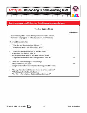 Responding To and Evaluating Texts Lesson Plan  - Aligned to Common Core Gr K-1