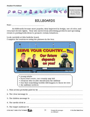 Early Billboards Lesson Plan Grades 4-6 - Aligned to Common Core