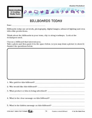 Early Billboards Lesson Plan Grades 4-6 - Aligned to Common Core