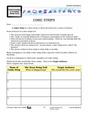 Comics Lesson Plan Grades 4-6 - Aligned to Common Core