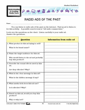 Sound in Media Activities and Worksheets Grades 4-6 - Aligned to Common Core