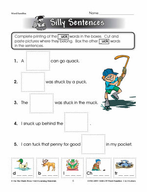 The _uck Word Family Worksheets Grades 1-3