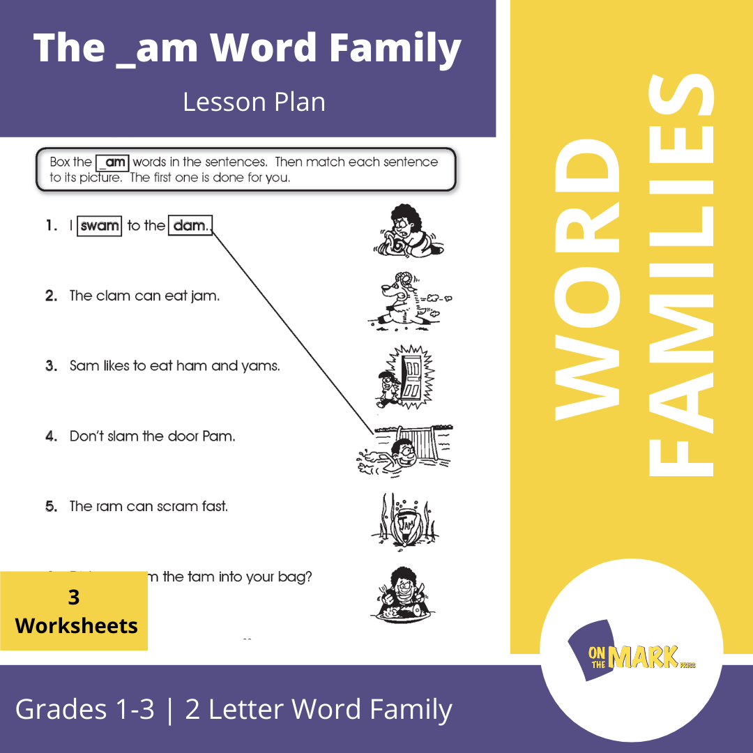 Am Word Family Worksheets For Kindergarten AM Word Family Worksheets