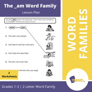 The _am Word Family Worksheets Grades 1-3