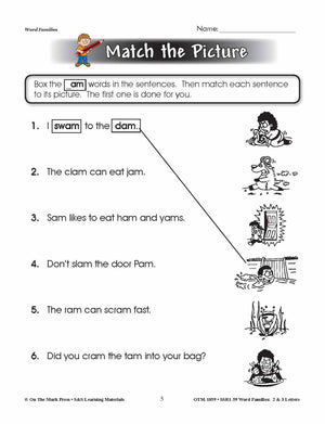 The _am Word Family Worksheets Grades 1-3