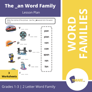 The _an Word Family Worksheets Grades 1-3