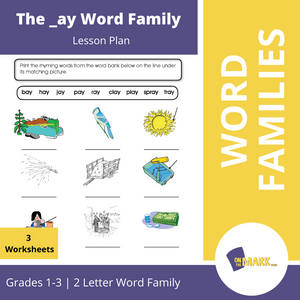 The _ay Word Family Worksheets Grades 1-3