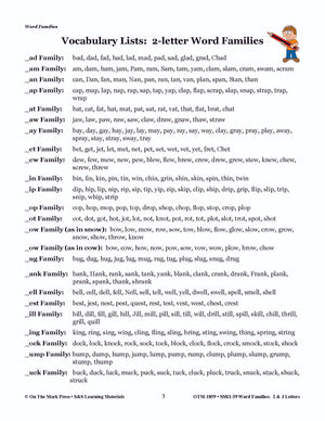 The _in Word Family Worksheets Grades 1-3