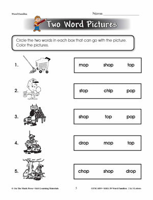 The _op Word Family Worksheets Grades 1-3