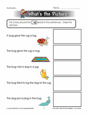 The _ug Word Family Worksheets Grades 1-3