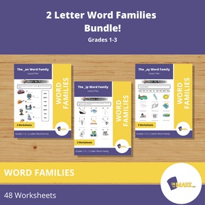 2 Letter Word Families Bundle! Grades 1-3