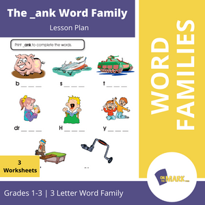 The _ank Word Family Worksheets Grades 1-3