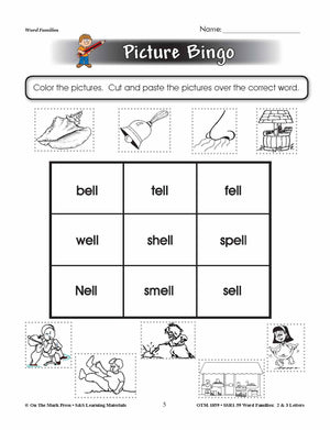 The _ell Word Family Worksheets Grades 1-3