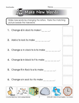The _ock Word Family Worksheets Grades 1-3