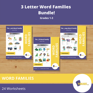 3 Letter Word Families Bundle! Grades 1-3