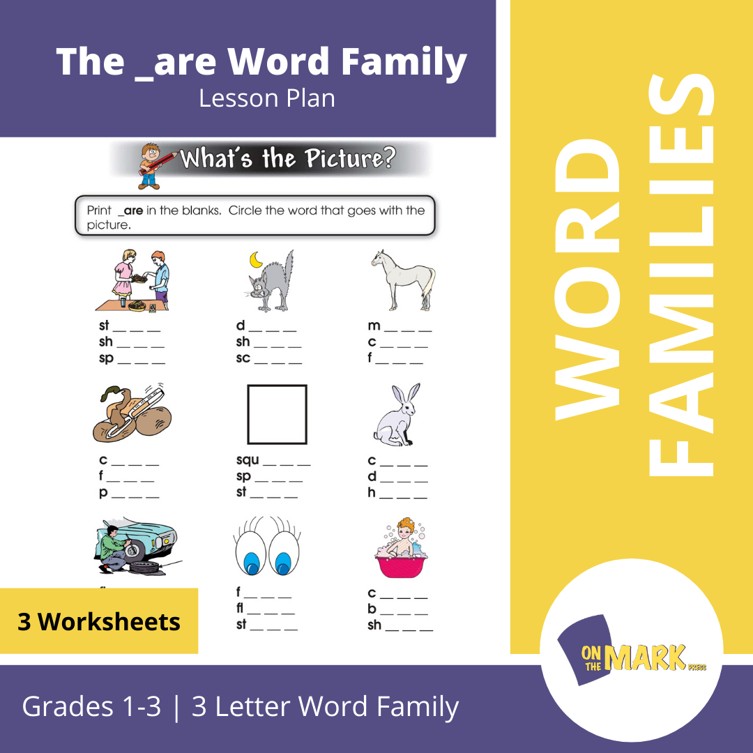The _are Word Family Worksheets Grades 1-3