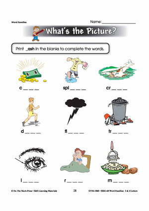 The _ash Word Family Worksheets Grades 1-3