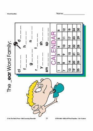The _ear Word Family Worksheets Grades 1-3