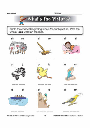 The _eep Word Family Worksheets Grades 1-3